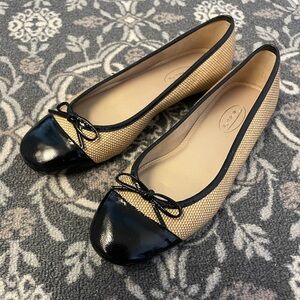Talbots tan/black flats, size 8